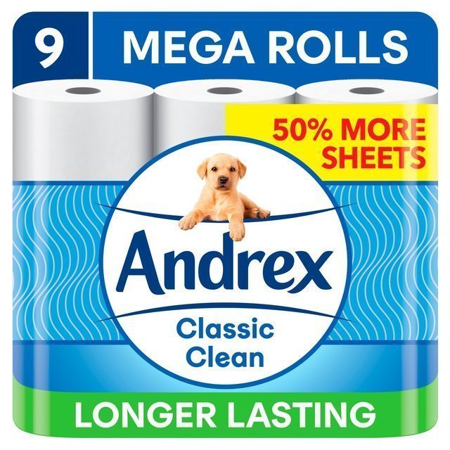 Andrex Classic Clean Mega Toilet Roll 9 per pac