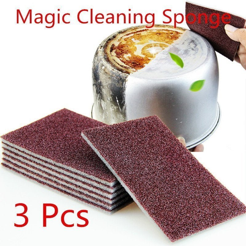 3pcs. Magic Cleaning Sponge - Erase Stains and Grime with Carborundum Sponge - Perfect for Kitchen. Dishes. and Household Cleaning - Easy to Use and Effective Cleaner Tool