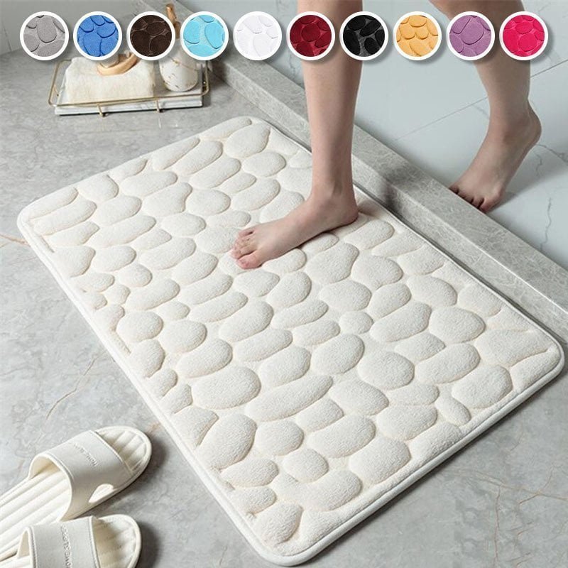 1pc Cobblestone Pattern Bath Rug. Soft Non-Slip Quick Dry Bath Mat. Water Absorbent Shower Carpet For home. Bathroom Accessories. Bathroom Decor. Bathroom decorations. kitchen Area Rugs. Laundry. bedrooom. shower. indoor mat