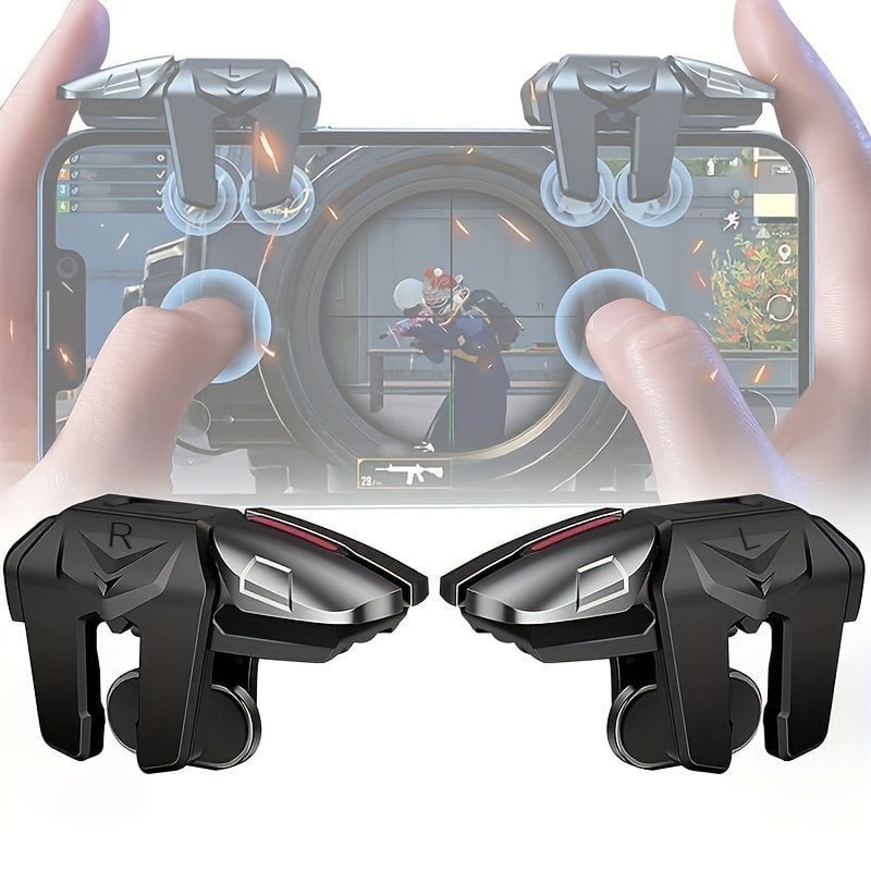 A Pair Of Mobile Game Controller Triggers. Mobile Game Accessories. Finger Trigger Sensitive Shooting Target Button Intelligent Mobile Game Controller Handle. Can Operate Mobile Phone Flexibly With Six Fingers. More Smooth And Sensitive