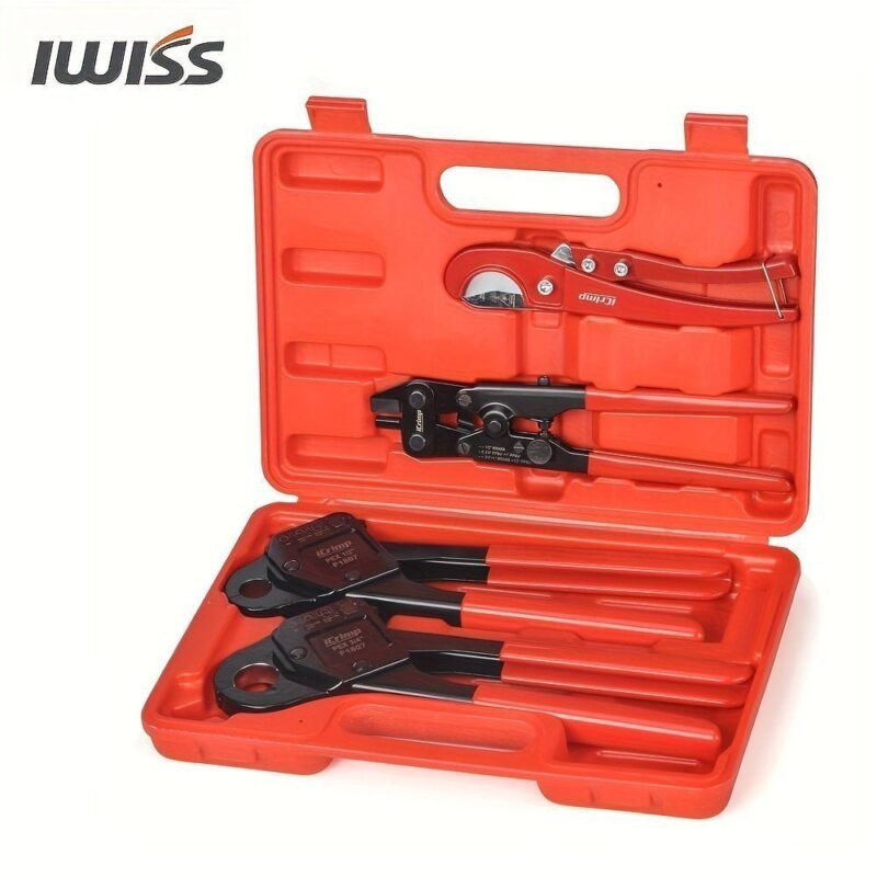 1 Set IWISS IWS-1807CN PEX Crimping Tool Kit With PEX Crimpers. PEX Tubing Cutter. Copper Ring Removal Tool For 1u002F2